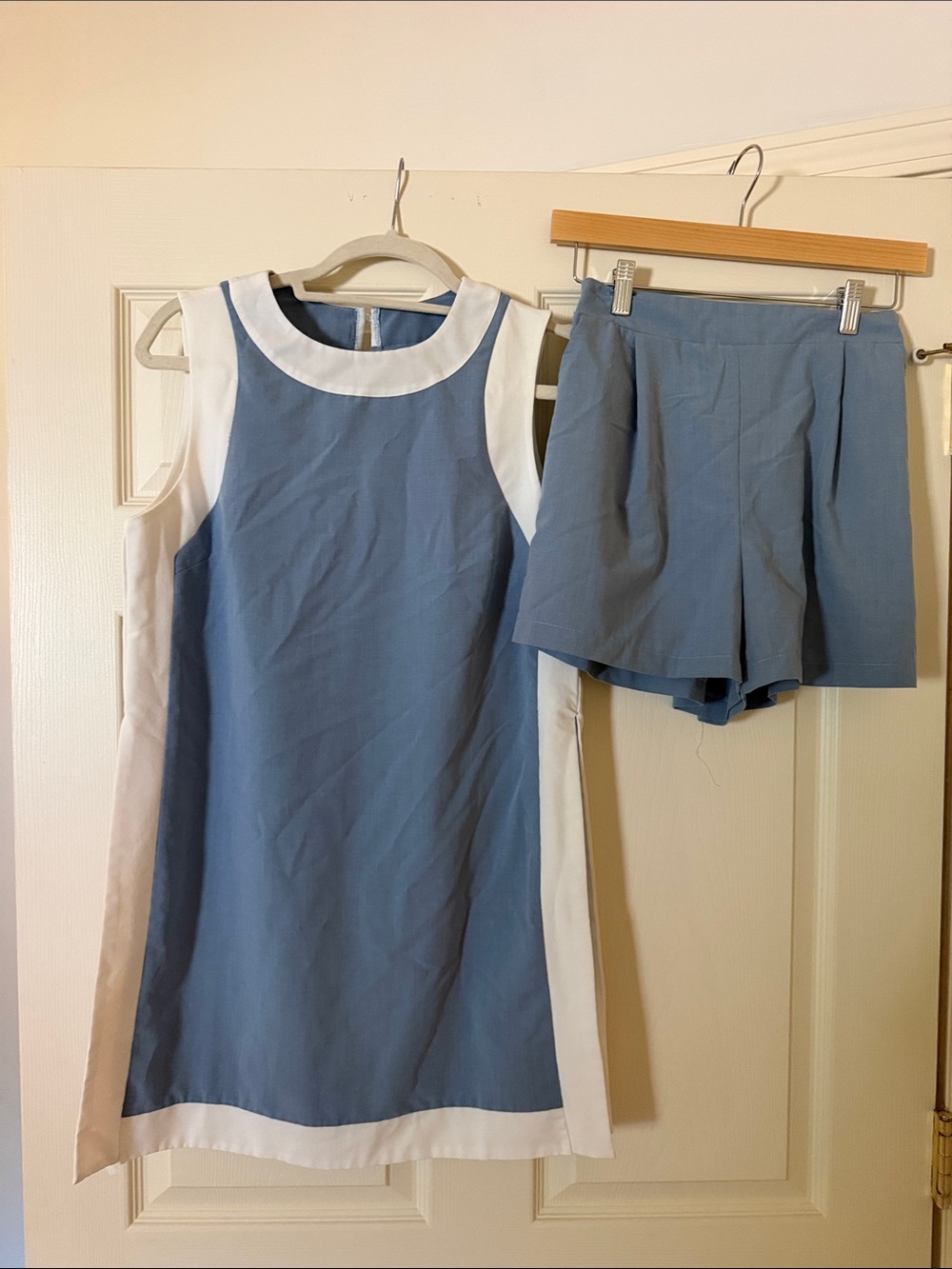 Viral Matching Set Blue and White Dress & Shorts Set - Classic Two-Tone